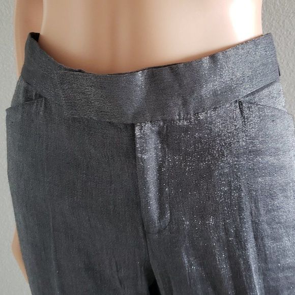 Catherine Malandrino Gray Shimmering Linen Pants M - Picture 3 of 7